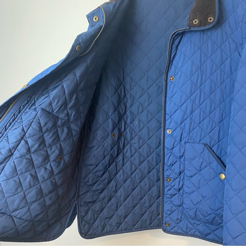 Lands End Quilted Zip Snap Jacket Barn Chore Coat Classic Heritage Puffer Blue M - Picture 11 of 16